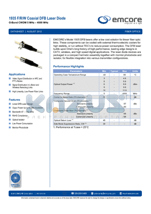 1935R-A-SI-A-1271-SA-03-N datasheet - Coaxial DFB Laser Diode