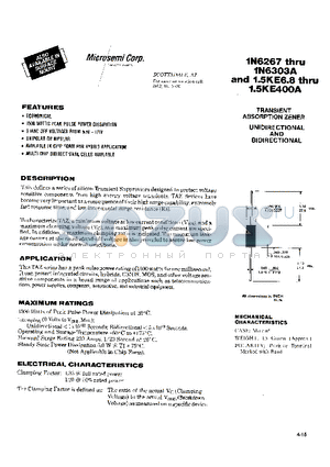 1.5KE24 datasheet - TRANSIENT ABSORPTION ZENER UNIDIRECTLOANL AND BIDIRECTIONAL