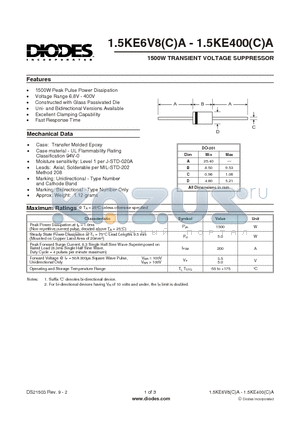 1.5KE24CA datasheet - TRANSZORB Transient Voltage Suppressors