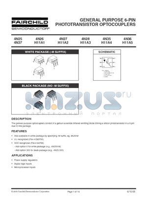 4N35.SD datasheet - GENERAL PURPOSE 6-PIN PHOTOTRANSISTOR OPTOCOUPLERS