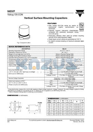 94SVP107X0020E12 datasheet - Vertical Surface Mounting Capacitors