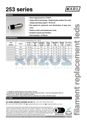253 datasheet - Direct replacement for T2 BA7s