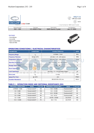 253-12.0M-18-15NS datasheet - SMD Quartz Crystal