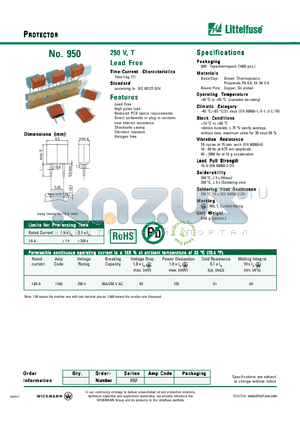 950 datasheet - 250 V, T Lead Free