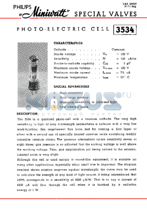 3534 datasheet - PHOTO ELECTRIC CELL