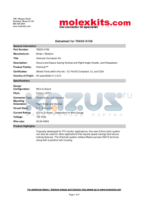 35362-0650 datasheet - Secure and Space Saving Vertical and Right Angle Header, and Receptacle