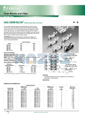354 datasheet - Fuse Blocks and Clips - For 3AG Fuses