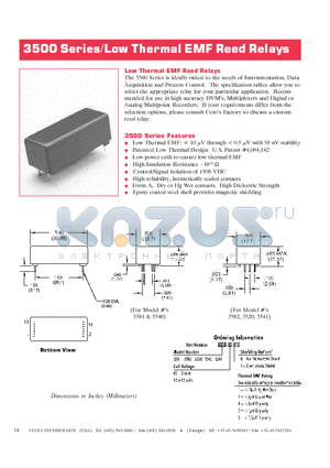 3540-05-8-1 datasheet - Low Thermal EMF Reed Relays