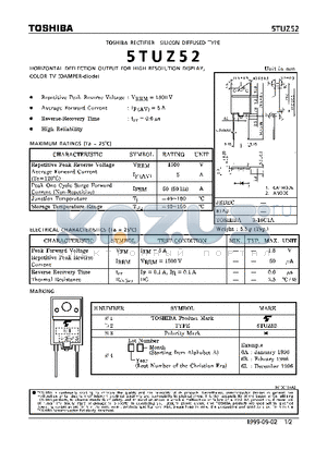 5TUZ52 datasheet - SILICON DIFFUSED TYPE (HORIZONTAL DEFLECTION OUTPUT FOR HIGH RESOLUTION DISPLAY, COLOR TV)