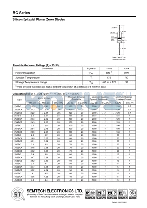 5V6BCA datasheet - Silicon Epitaxial Planar Zener Diodes