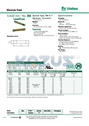 3541400002 datasheet - MINIATURE FUSES