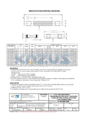 5-1192194-8 datasheet - (1 TO 1 SPLICES-CRIMP) SOLDERSHIELD SPLICE KIT, SHIELDED CABLE 26 THRU 12 AWG, Ni PLATED, 1 TO 4 CONDUCTORS