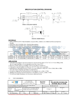 5-1195131-6 datasheet - IN-LINE SPLICE SEALING SYSTEM, MULTI-WIRE