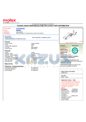 35465-8000 datasheet - Earth Terminal for PT Bulb Socket, AVSS 0.50~0.85mmb