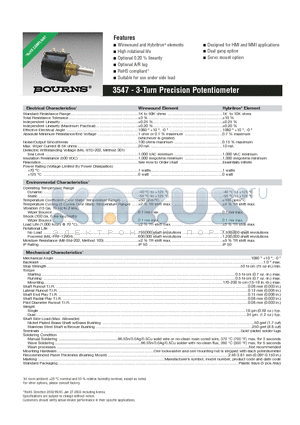 3547S-1BD-103A datasheet - 3-Turn Precision Potentiometer