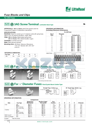 356011 datasheet - Fuse Blocks and Clips - For 3AG Fuses