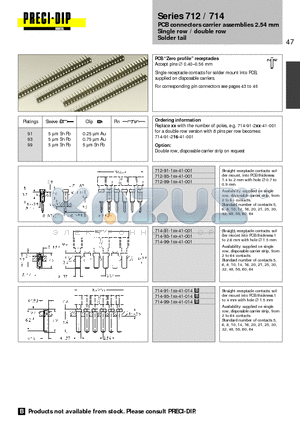 714-91-116-41-001 datasheet - PCB connectors carrier assemblies 2.54 mm Single row / double row Solder tail