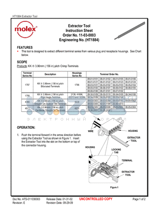 50-36-2431 datasheet - Extractor Tool Instruction Sheet