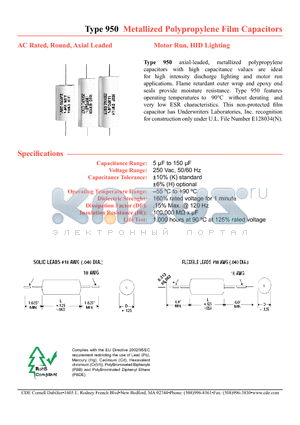 950CQW10K-F datasheet - Metallized Polypropylene Film Capacitors