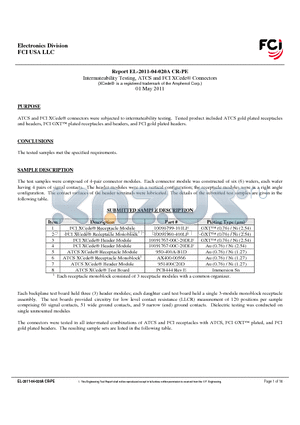 951400C20D datasheet - Report EL-2011-04-020A CR-PE