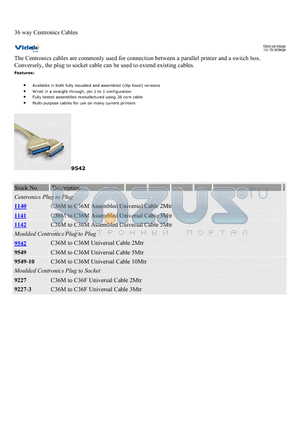 9542 datasheet - 36 way Centronics Cables