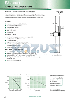 1.5KE39CA datasheet - 1500 WATT AXIAL TRANSIENT VOLTAGE SUPPRESSORS