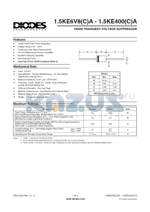 1.5KE39CA datasheet - 1500W TRANSIENT VOLTAGE SUPPRESSOR