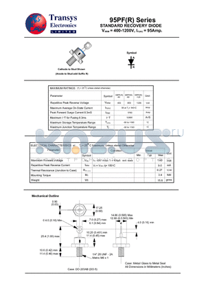 95PFR-80 datasheet - STANDARD RECOVERY DIODE