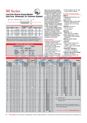 95J51KE datasheet - Lead Free Vitreous Enamel Molded Axial Term. Wirewound, 5% Tolerance Standard