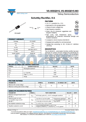 95SQ015-M3 datasheet - Schottky Rectifier, 9 A