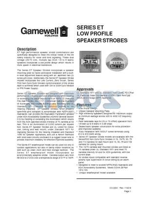 71741 datasheet - SERIES ET LOW PROFILE SPEAKER STROBES