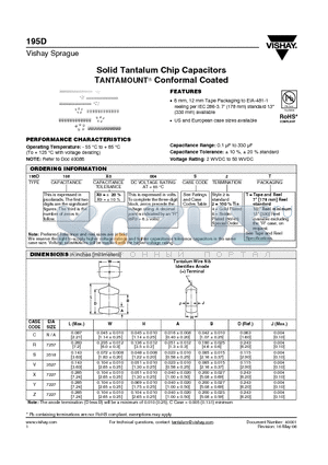 195D474X-025C2T datasheet - Solid Tantalum Chip Capacitors TANTAMOUNT Conformal Coated