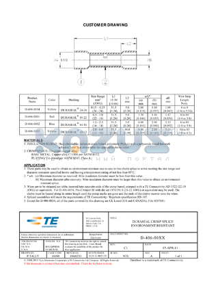 967398-000 datasheet - DURASEAL CRIMP SPLICE ENVIRONMENT RESISTANT