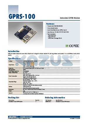 968EMC0011 datasheet - Embedded GPRS Modem