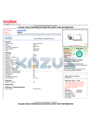 197234402 datasheet - VibraKrimp Open Barrel Strip Snap Plug Receptacle, With Strain Relief And Dimple