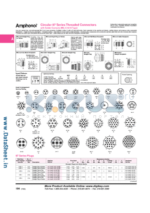 97-3101A-14S-5P datasheet - Circular 97 Series Threaded Connectors with Solder Contacts (MIL-C-5015 Type)