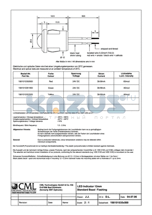 1981010351500 datasheet - LED Indicator 12mm Standard Bezel Flashing