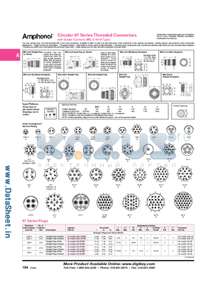 97-3106A-18-19S datasheet - Circular 97 Series Threaded Connectors with Solder Contacts (MIL-C-5015 Type)