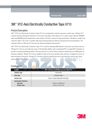 9713 datasheet - 3M XYZ-Axis Electrically Conductive Tape 9713