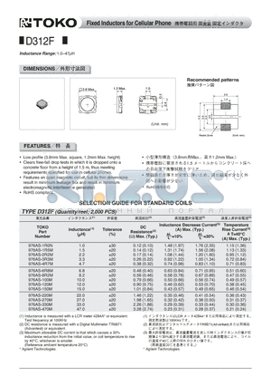 976AS-1R0N datasheet - Fixed Inductors for Cellular Phone