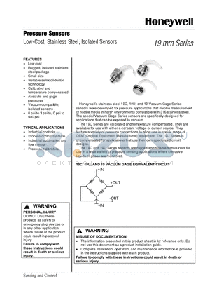 19C003PG5K datasheet - Pressure Sensors Low-Cost, Stainless Steel, Isolated Sensors