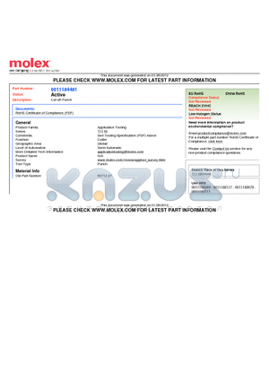 0011184481 datasheet - Cut-off Punch