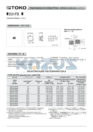 984FB-4R7M datasheet - Fixed Inductors for Cellular Phone