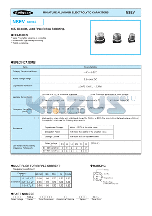 35NSEV22M4X55 datasheet - MINIATURE ALUMINUM ELECTROLYTIC CAPACITORS