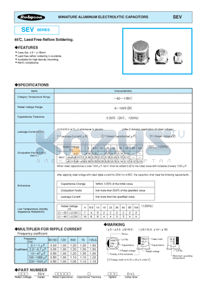 35SEV100M8X105 datasheet - MINIATURE ALUMINUM ELECTROLYTIC CAPACITORS