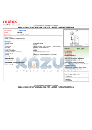 001139-0034 datasheet - IDT - Manual - Tool Kit