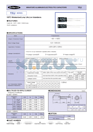 35YXJ1000M12.5X20 datasheet - 105 Miniaturized.Long Life,Low impedance.