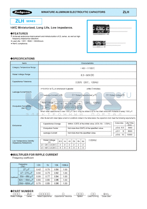 35ZLH220M8X115 datasheet - MINIATURE ALUMINUM ELECTROLYTIC CAPACITORS