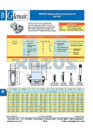 500-047M09BB datasheet - EMI/RFI Eliptical Banding Backshell