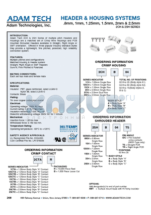 25CHB25 datasheet - HEADER & HOUSING SYSTEMS